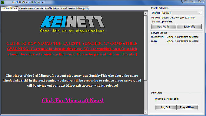 Рабочая версия Майнкрафт 1.6.2 / Minecraft пиратский лаунчер Keinett